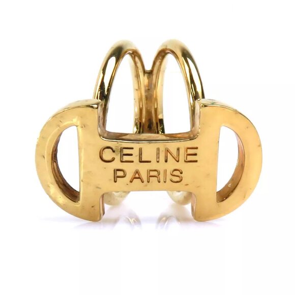 CELINE Scarf Ring Gold Metal - - Picture 3 of 10